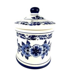 Delft Blue & White Ginger Jar 6.25" Floral Design Hollander Hand Painted